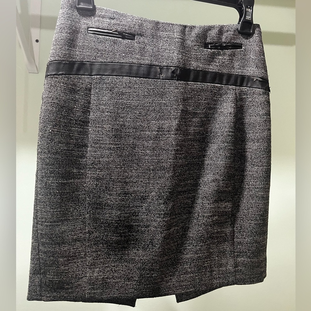 Express Tweed Piped Pencil Skirt Faux Leather Trim,